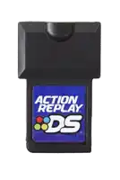 a black action replay ds game card