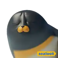 a seal with its eyes closed is next to a seallook logo