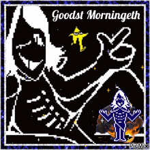 a pixel art greeting card that says goodst morninggeth
