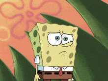a cartoon of spongebob standing in front of a flower