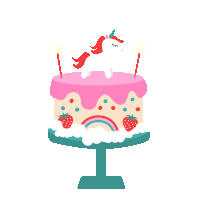 a birthday cake with a unicorn on top and sparklers