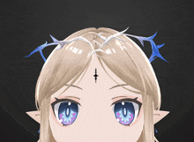 a drawing of a girl with blue eyes and a crown on her head