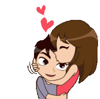 a cartoon of a woman kissing a man on the cheek with hearts above them