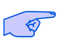 a blue hand pointing to the right with an arrow pointing to the left