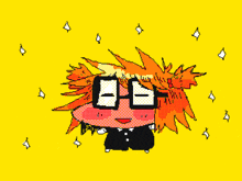 a pixel art drawing of a person wearing glasses and a bow tie