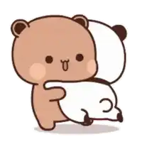 a couple of bears are hugging each other .