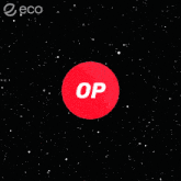 a red circle with the word op on it