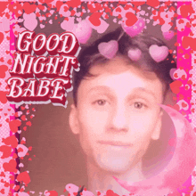 a picture of a man with the words good night babe written on it