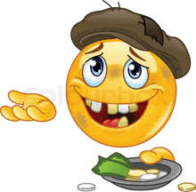 stock image of a cartoon smiley face wearing a hat