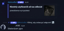 a screenshot of a chat between advicebot and a cat