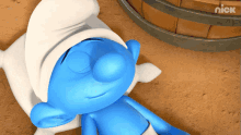 Snore Lazy Smurf GIF