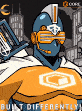 a cartoon of a superhero with the words built differently below him