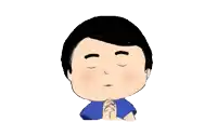 a cartoon boy is praying with his eyes closed