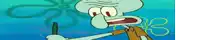 squidward from spongebob squarepants is holding a pencil