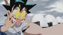 a cartoon character with a yellow star in his eyes