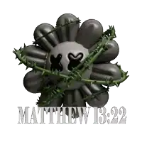 a flower with thorns around it and the words matthew 13:22 on the bottom