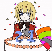 a drawing of a girl with a dog and the number 21