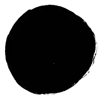 a black circle on a white background with a brush stroke on it