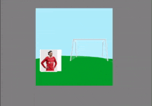 a soccer player in a red jersey is laying on a green field