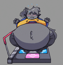 a cartoon of a wolf with a very large belly