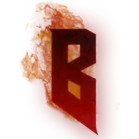 a red letter b is surrounded by fire