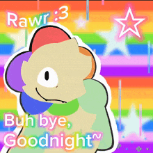 a colorful drawing of a lizard with the words rawr 3 written above it
