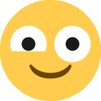 a yellow smiley face with big eyes and a smile on it