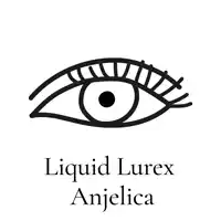 a logo for liquid lurex anjelica with a drawing of a eye