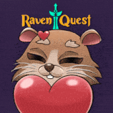 a drawing of a mouse with a heart and the words raven quest