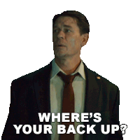 a man in a suit and tie is saying where 's your back up