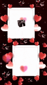 a picture of a man is surrounded by hearts and the words love
