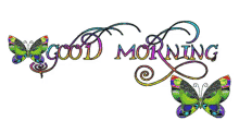 good morning butterfly animated text cute colorful