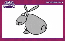 a drawing of a rabbit is displayed on a garticphone.com website