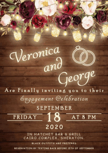 a wedding invitation for veronica and george is dated september 18 2020
