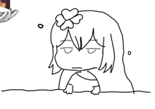 a drawing of a girl with a flower in her hair is being held by a hand