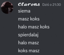a screenshot of a person 's profile with the name clarens at the top