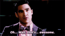 Glee Blaine Anderson GIF - Glee Blaine Anderson Oh Well Thats Awesome GIFs