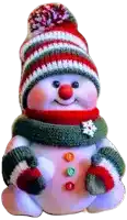 a snowman wearing a hat scarf and mittens