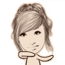 a cartoon drawing of a girl with long hair and a braided headband .