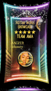 a rotan world showcase team ama poster with a picture of a girl