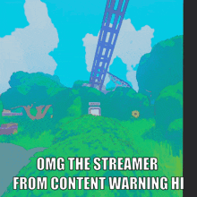 a poster that says " omg the streamer from content warning hi " on it