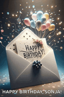 an envelope with a card that says happy birthday