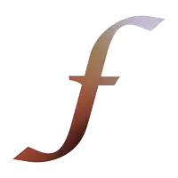 a letter f with a red gradient on a white background
