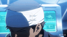 a man with a bandage on his head and the word netflix on the bottom right