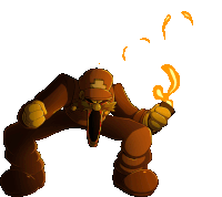 a cartoon drawing of a man holding a light bulb with a flame coming out of it
