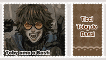 a picture of a man with glasses and the words toby ama a basti on it