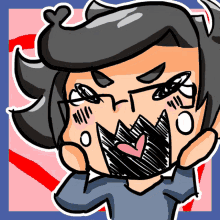 a cartoon drawing of a person with a heart in their mouth