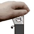 a pixelated image of a hand holding a lighter .