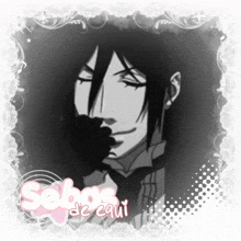 a picture of sebastian from black butler with the words sebas de equi