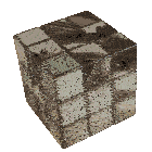 a rubik 's cube with feathers on it